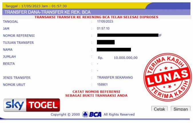 BUKTI PEMBAYARAN JP SLOT 10.000.000 USERID : KINJADXXX