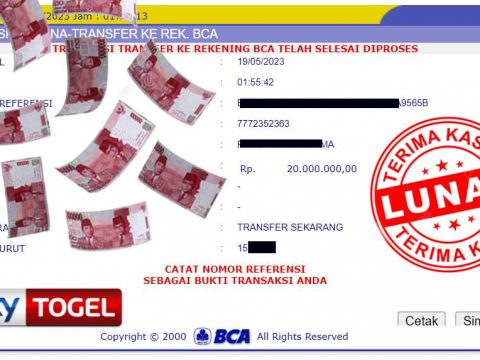 BUKTI PEMBAYARAN JP SLOT 20.000.000 USERID : KINJADXXX