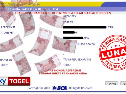 BUKTI PEMBAYARAN JP SLOT 16.300.000 USERID : KINJADXXX