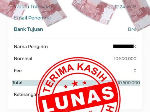 BUKTI PEMBAYARAN JP SLOT 10.500.000 USERID : AWALUDIXXX